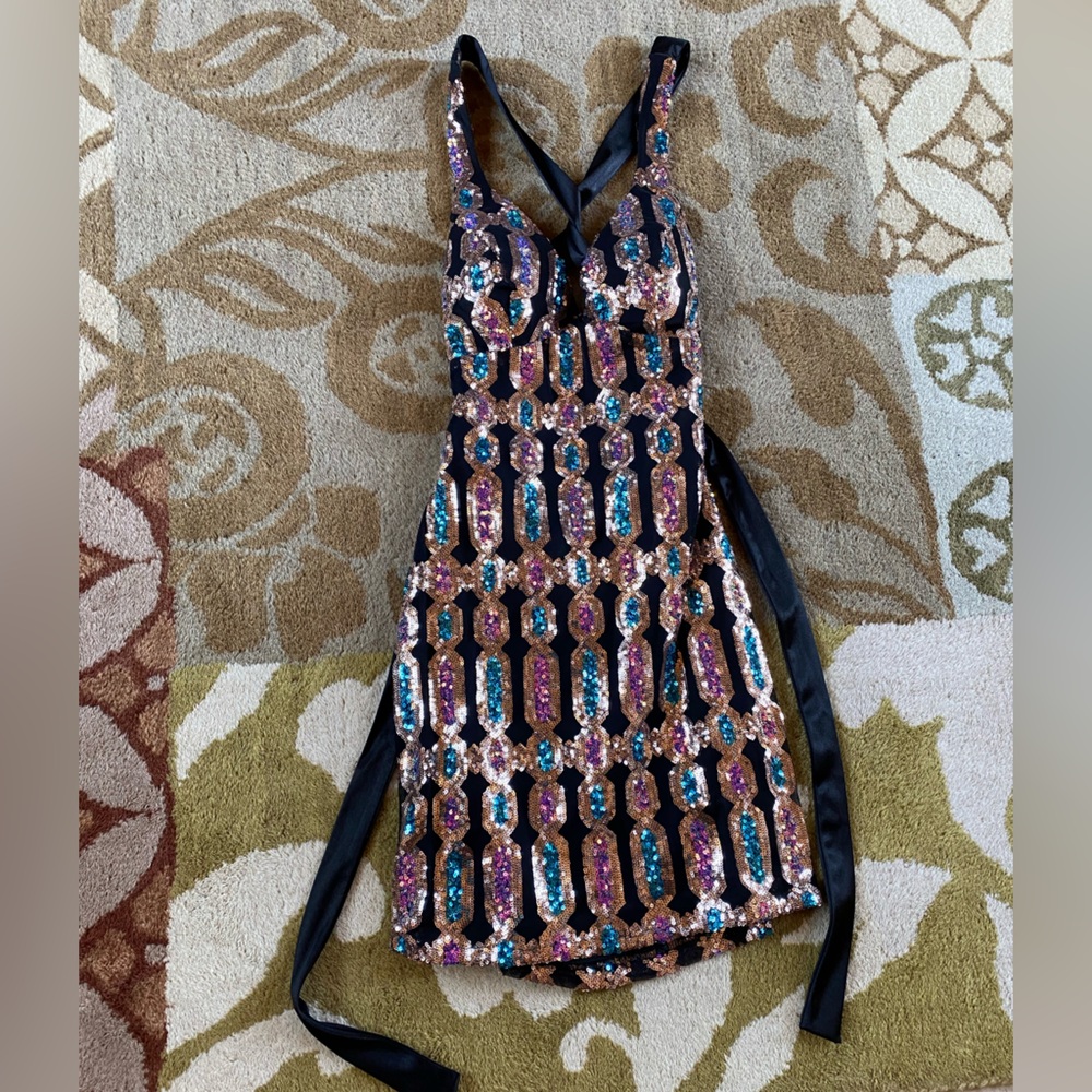 Elegant Multicolor Sequin Mini Dress
